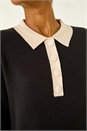 Black Button Detail Knitted Dress, Image 5 of 5